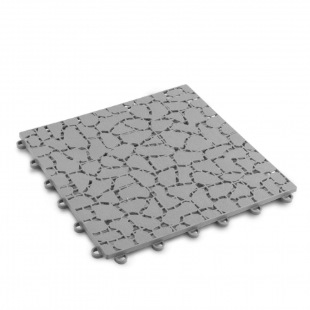 Tehnica pavaje si alei - Paviment pentru gradină - model piatră - plastic - 29 x 29 cm - gri - 4 buc/pachet