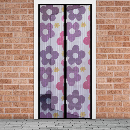 Plase antitantari si insecte pentru usi - Perdea anti-tantari pt. usi cu inchidere magnetica, 100 x 210 cm „Flori colorate”