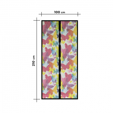 Perdea anti-tantari pt. usi cu inchidere magnetica- 100 x 210 cm „Fluturi colorati” [2]