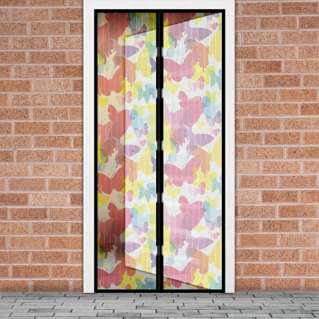 Plase antitantari si insecte pentru usi - Perdea anti-tantari pt. usi cu inchidere magnetica- 100 x 210 cm „Fluturi colorati”