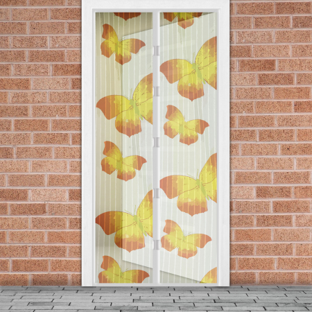 Plase antitantari si insecte pentru usi - Perdea anti-tantari pt. usi cu inchidere magnetica- 100 x 210 cm „Fluturi galbeni”