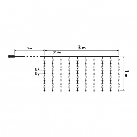 Perdea luminoasă - 100 LED culoare alb-cald - 3 x 1 m - 230V - cu telecomandă [3]