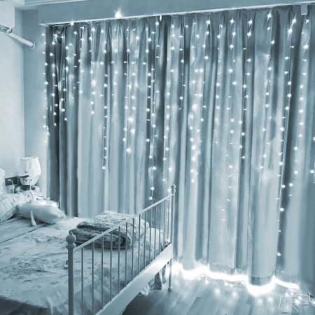 Instalatii luminoase de Craciun - Perdea luminoasă de Craciun - 100 LEDuri - alb rece - IP44 - lungime 2,2 m - 8 programe