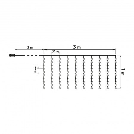 Perdea luminoasă - 100 micro-LEDuri - alb cald - 3 x 1 m - 230V - cu telecomandă [2]