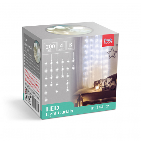 Perdea luminoasă - 200 LEDuri - albă - IP44 - 4,2 m - 8 programe [5]