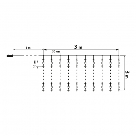 Perdea luminoasă - 300 micro LEDuri - alb rece - 3 x 3 m - 230V - IP44, cu telecomandă [2]