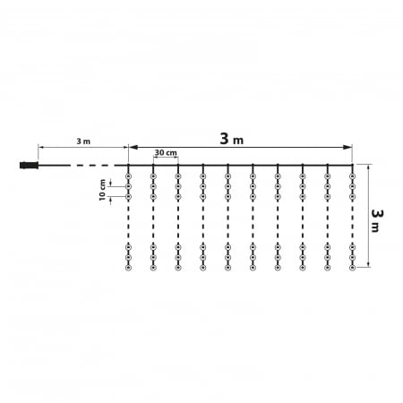 Perdea luminoasă - 300 micro LEDuri - alb rece - 3 x 3 m - 230V - cu telecomandă [2]