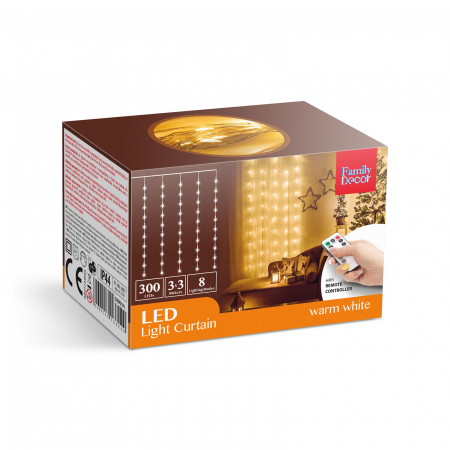 Perdea luminoasă - 300 micro LEDuri - alb rece - 3 x 3 m - 230V - IP44, cu telecomandă [3]