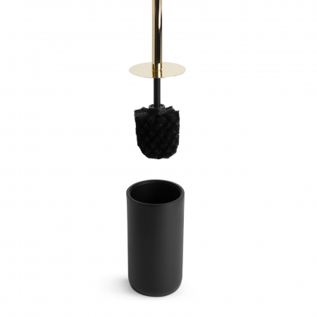 Set perie de toaleta cu suport pentru wc - negru mat / auriu [1]