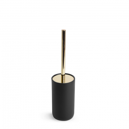 Accesorii baie - Set perie de toaleta cu suport pentru wc - negru mat / auriu
