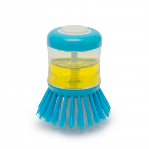 Accesorii bucatarie - Perie ergonomica de mana pentru vase cu dozator de detergent – albastru