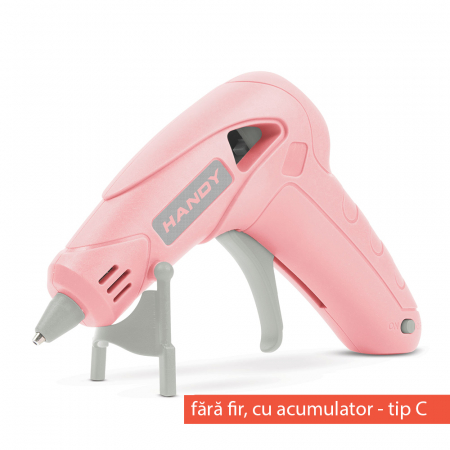 Aparat de lipit  cu baton silicon cu acumulator, Tip-C - 7 mm - 10W - roz [1]