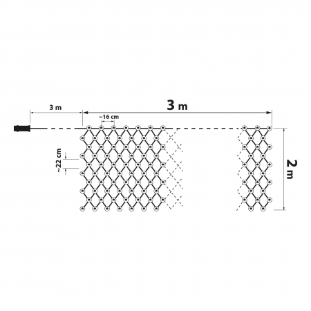 Plasă luminoasă LED - 190 LEDuri alb-calde - 3 x 2 m - 230V - cu telecomandă, 8 moduri iluminare [3]