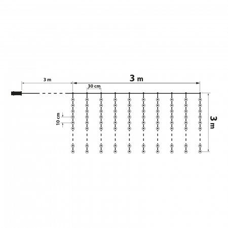 Plasă luminoasă LED cu 300 LEDuri - 3 x 3 m, alb cald, cu telecomanda, 8 moduri iluminare - 230V [3]