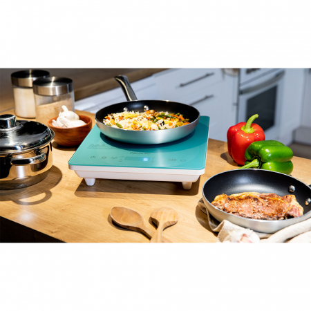 Plita cu inductie Cecotec Full Crystal Scarlet, 2000W, Touch control, 2000W, cu ecran digital, control tactil, 10 niveluri, Albastru [2]