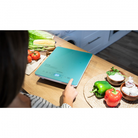 Plita cu inductie Cecotec Full Crystal Scarlet, 2000W, Touch control, 2000W, cu ecran digital, control tactil, 10 niveluri, Albastru [3]