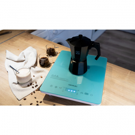 Plita cu inductie Cecotec Full Crystal Scarlet, 2000W, Touch control, 2000W, cu ecran digital, control tactil, 10 niveluri, Albastru [5]