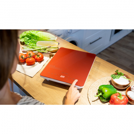 Plita cu inductie Cecotec Full Crystal Scarlet, 2000W, Touch control, 2000W, cu ecran digital, control tactil, 10 niveluri, Rosu [5]