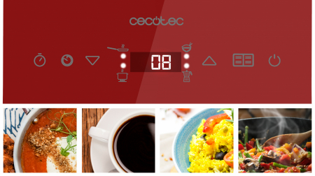 Plita cu inductie Cecotec Full Crystal Scarlet, 2000W, Touch control, 2000W, cu ecran digital, control tactil, 10 niveluri, Rosu [2]