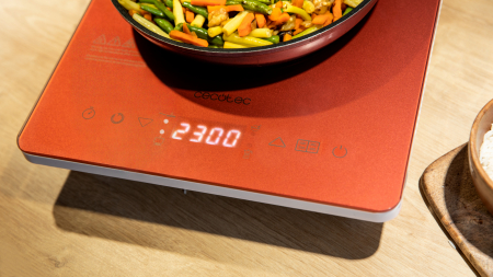 Plita cu inductie Cecotec Full Crystal Scarlet, 2000W, Touch control, 2000W, cu ecran digital, control tactil, 10 niveluri, Rosu [1]