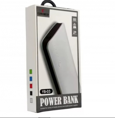 Baterie externa tip power bank Elworld YB-03, 3 porturi USB, functie lanterna, max.20000 mAh, alb [5]