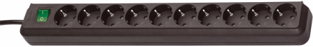 Prelungitoare electrice - Prelungitor Brennenstuhl Eco-Line 10 prize, 3m H05VV-F 3G1,5 Negru
