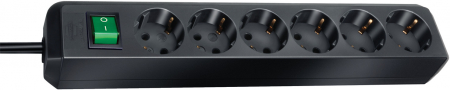 Prelungitoare electrice - Prelungitor Brennenstuhl Eco-Line 6 prize, 3m H05VV-F 3G1,5 Negru