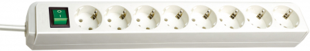 Prelungitoare electrice - Prelungitor Brennenstuhl Eco-Line 8 prize, 3m H05VV-F 3G1,5, Alb