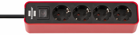 Prelungitoare electrice - Prelungitor Brennenstuhl Ecolor 4 prize, 1.5m H05VV-F 3G1,5 Rosu Negru