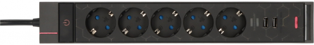 Prelungitor Brennenstuhl Gaming GSL 05 USB, 5 prize, 2 USB, 2.4A, Iluminare LED, 1,5m Buton On Off, Incarcare rapida [3]