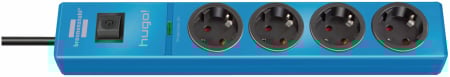 Prelungitoare electrice - Prelungitor Brennenstuhl hugo 4 prize, Protectie supratensiune, 19.500A, Intrerupator, 2m, Albastru