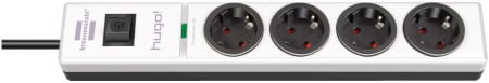 Prelungitoare electrice - Prelungitor Brennenstuhl hugo 4 prize, Protectie supratensiune, Intrerupator, 2m, Alb
