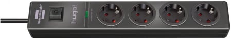 Prelungitoare electrice - Prelungitor Brennenstuhl hugo 4 prize, Protectie supratensiune, Intrerupator, 2m, Negru
