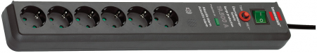 Prelungitoare electrice - Prelungitor Brennenstuhl Secure-Tec 6 prize, Protectie supratensiune, Intrerupator, 3m