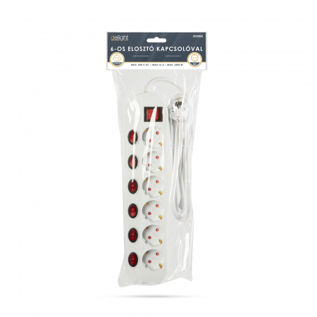 Prelungitor electric 6 prize cu comutator 6+1 - 250 V • 16 A - 1,5 m [2]