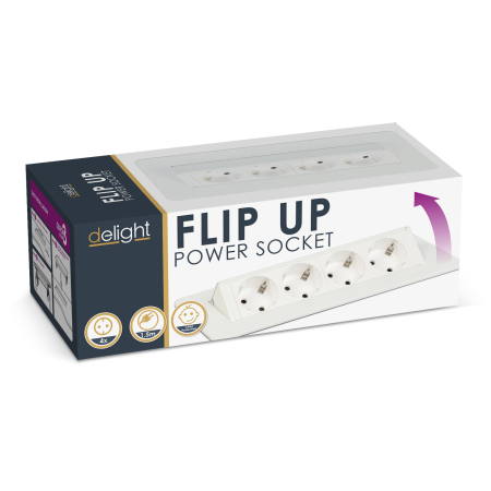 Priza incastrabila si rabatabila de birou cu 4 prize – tip „flip-up” – alb mat [6]