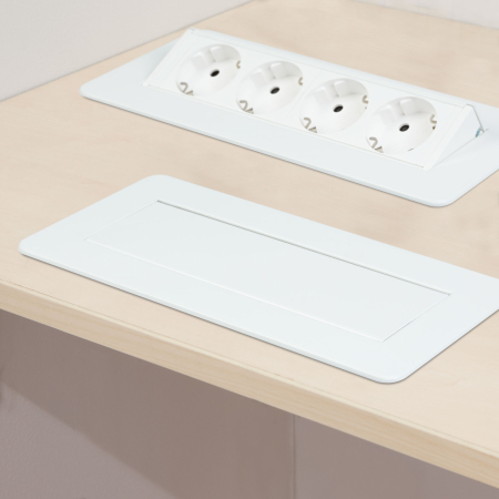 Priza incastrabila si rabatabila de birou cu 4 prize – tip „flip-up” – alb mat [2]