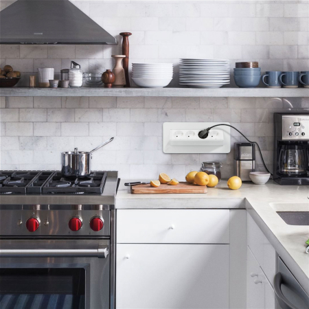 Priza incastrabila si rabatabila de birou cu 4 prize – tip „flip-up” – alb mat [4]