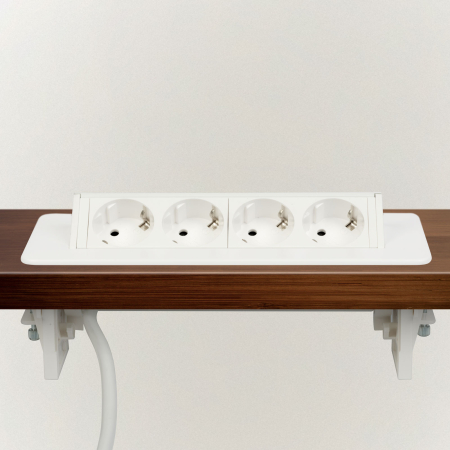 Priza incastrabila si rabatabila de birou cu 4 prize – tip „flip-up” – alb mat [3]