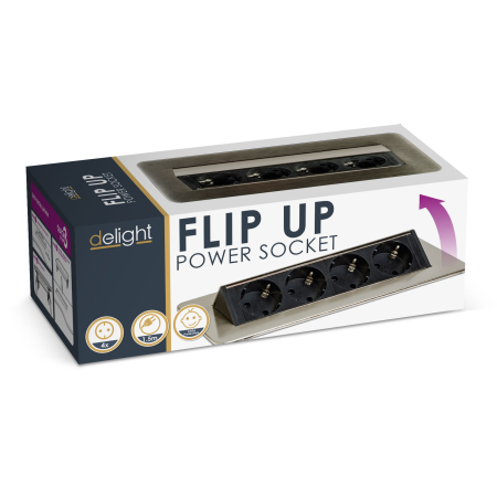 Prelungitor incastrat – 4 prize – tip „flip-up” – finisaj metalic satinat (șlefuit) [6]