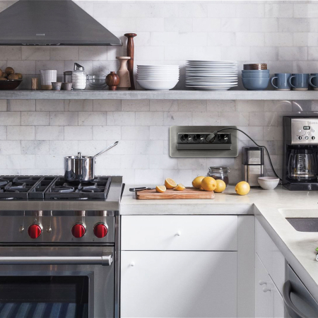 Prelungitor incastrat – 4 prize – tip „flip-up” – finisaj metalic satinat (șlefuit) [4]