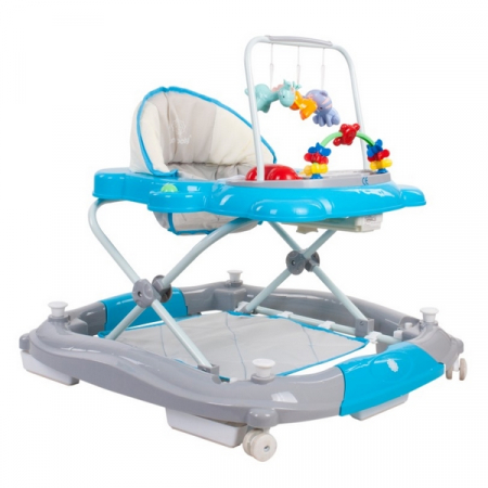 Premergatoare copii mici - Premergator Sun Baby Pisicuta 021 cu functie de balansoar - Blue Grey