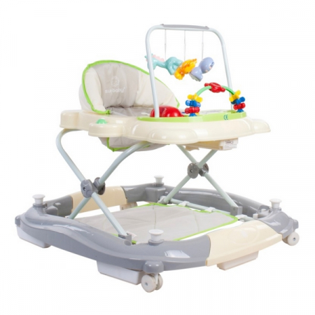 Premergatoare copii mici - Premergator Sun Baby Pisicuta 021 cu functie de balansoar - Green Grey 