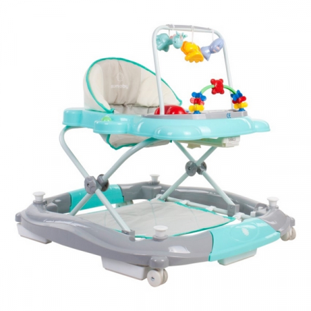 Premergatoare copii mici - Premergator Sun Baby Pisicuta 021 cu functie de balansoar - Turquoise Grey