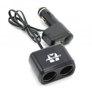 Adaptoare USB bricheta - Priza bricheta dubla pentru incărcator auto, cu cablu + USB 1A