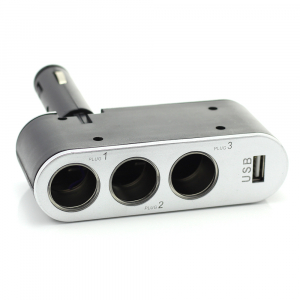 Adaptoare USB bricheta - CARGUARD - Priză triplă pentru brichetă auto + USB 1A