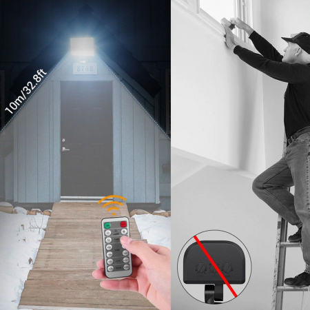 Proiector LED cu senzor de miscare MustWin 60W, 6000 lm, 84 Leduri, IR Telecomanda, IP65 [5]