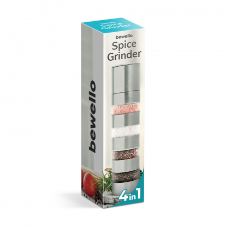 Râsnita combinata pentru condimente din otel inoxidabil cu 4 compartimente de depozitare 4 in 1 - inox - 5 x 21 cm - BEWELLO [4]
