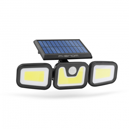 Lumini LED cu senzor de miscare - Reflector solar rotativ cu senzor de miscare - 3 LED-uri COB, cu acumulator Li-Ion 2400 mAh 3.7V