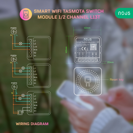 Releu inteligent WiFi Nous L13T, 1 2 canale, 16A Tasmota [4]